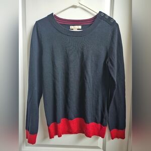 Banana Republic Womens Medium Merino Wool Sweater Fine Gauge Navy/Red